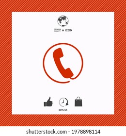 Telephone handset surrounded by a telephone cord - icon