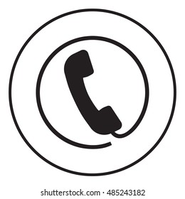 Telephone handset surrounded by a telephone cord - icon