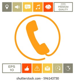 Telephone handset surrounded by a telephone cord - icon