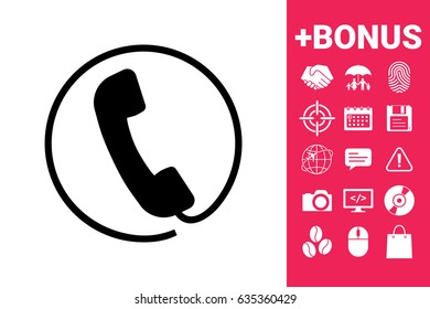 Telephone handset surrounded by a telephone cord - icon