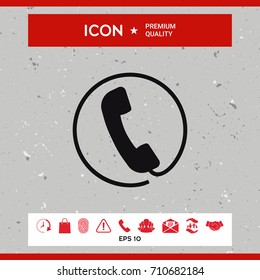 Telephone handset surrounded by a telephone cord - icon