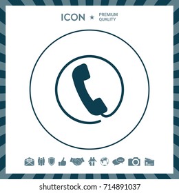 Telephone handset surrounded by a telephone cord - icon