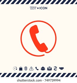 Telephone handset surrounded by a telephone cord - icon