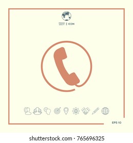 Telephone handset surrounded by a telephone cord - icon