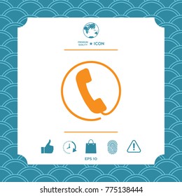 Telephone handset surrounded by a telephone cord - icon