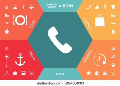 Telephone handset symbol, telephone receiver icon