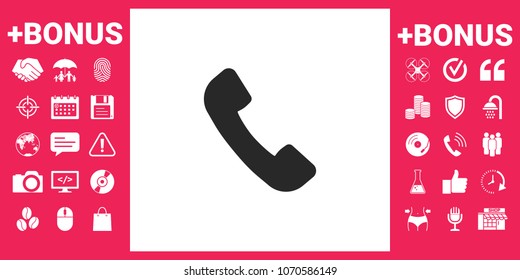 Telephone handset symbol, telephone receiver icon