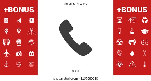 Telephone handset symbol, telephone receiver icon