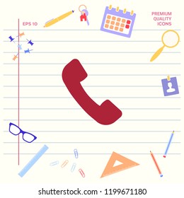 Telephone handset symbol, telephone receiver icon