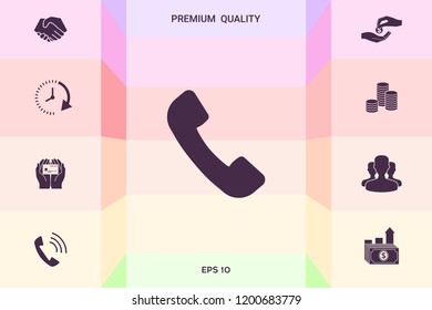 Telephone handset symbol, telephone receiver icon