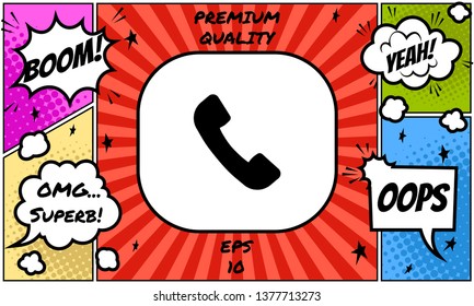 Telephone handset symbol, telephone receiver icon. Graphic elements for your design