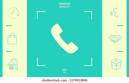 Telephone handset symbol, telephone receiver icon. Graphic elements for your design