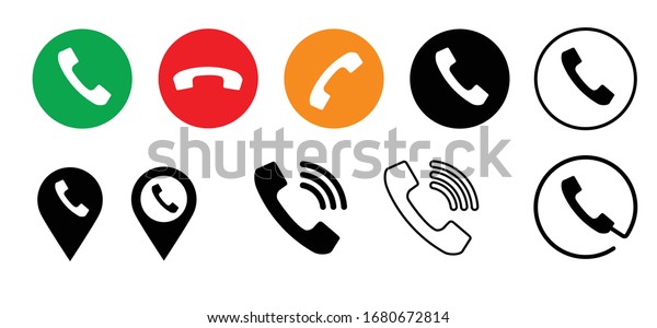 Telephone Handset Symbols Phone Icons Set Stock Vector (Royalty Free