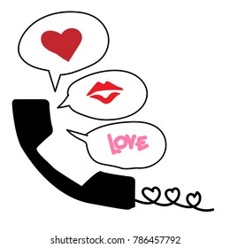 telephone with heart balloon, kiss balloon and love texting in balloon. for happy valentine girlfriend and boyfriend.