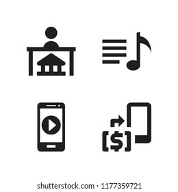 telephone icon. 4 telephone vector icons set. smartphone, cellphone and playlist icons for web and design about telephone theme