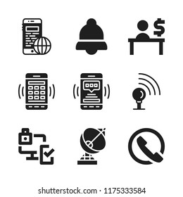 telephone icon. 9 telephone vector icons set. smartphone, notification and wifi icons for web and design about telephone theme