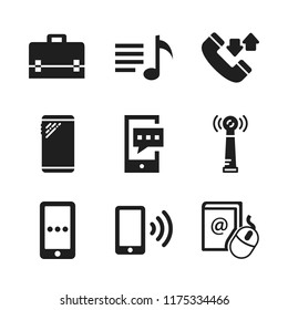 telephone icon. 9 telephone vector icons set. smartphone, phone message and antenna icons for web and design about telephone theme