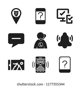 telephone icon. 9 telephone vector icons set. police station pin, call center worker and message icons for web and design about telephone theme