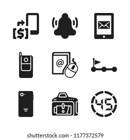 telephone icon. 9 telephone vector icons set. low battery, digital number and smartphone icons for web and design about telephone theme