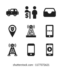 telephone icon. 9 telephone vector icons set. police station pin, customer service and inbox icons for web and design about telephone theme