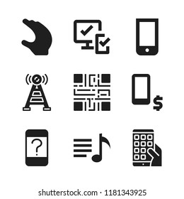 telephone icon. 9 telephone vector icons set. devices, antenna and hold icons for web and design about telephone theme