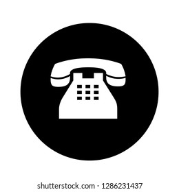 Telephone icon in black circle. Vector Illustration
