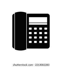 telephone icon in black flat glyph, filled style isolated on white background