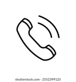 Telefonsymbol schwarz-weißes Vektorumrisszeichen