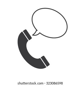 Telephone icon with blank speech bubble on white background