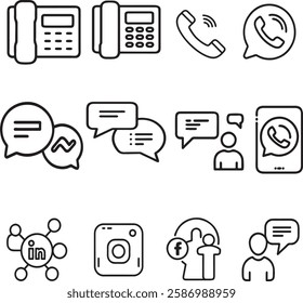 Telephone icon, call and social media icon set vector illustration.social media icon set,social media icon