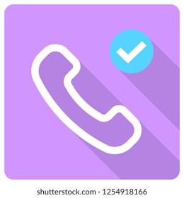 telephone icon with check indicator. vector illustration 