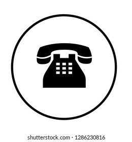 Telephone icon in circle. Vector Illustration
