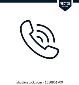 Telephone Icon Collection In Outlined Or Line Art Style, Editable Stroke Vector