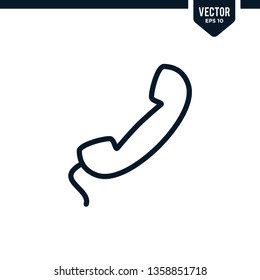 Telephone icon collection in outlined or line art style, editable stroke vector