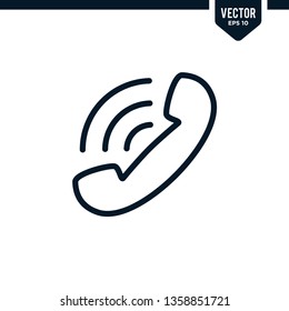 Telephone icon collection in outlined or line art style, editable stroke vector