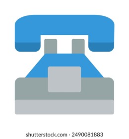 telephone icon color or logo illustration flat color blue style	