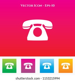 Telephone Icon in Colored Square box. eps-10