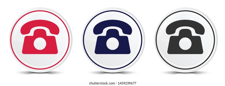 Telephone icon crystal flat round button set illustration design isolated on white background