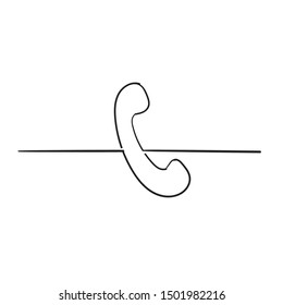 Telephone icon design template with doodle continuous line style