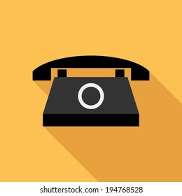 Telephone icon. Flat design style modern vector illustration. Isolated on stylish color background. Flat long shadow icon. Elements in flat design.