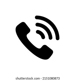 Telephone icon in flat style isolated on white background.