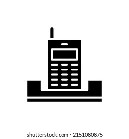 Telephone icon in flat style isolated on white background.