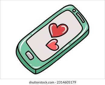 Telephone Icon with Heart Decoration