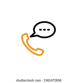 Telephone icon. Line and two colour design template