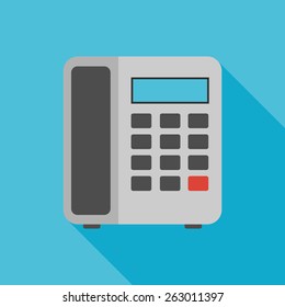 telephone icon with long shadow. flat style vector illustration