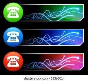 Telephone Icon on Multi Colored Button Set Original Illustration