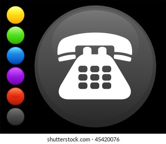 telephone icon on round internet button original vector illustration 6 color versions included