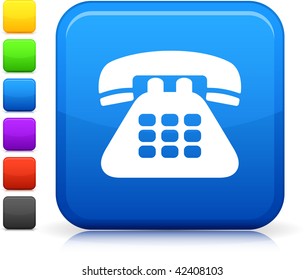 Icono de teléfono en botón de Internet cuadrado Se incluyen seis opciones de color.