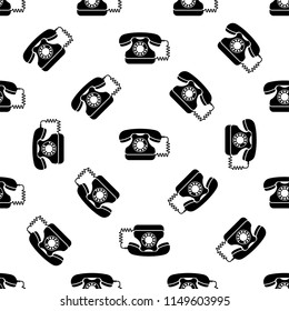 Telephone Icon, Phone Seamless Pattern Vector Art Illustration