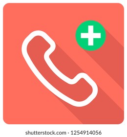 telephone icon with plus indicator. vector illustration 